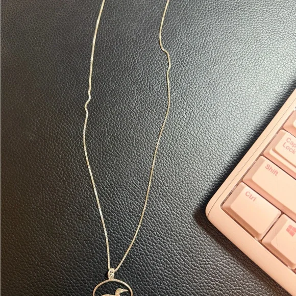 Delicate Silver Oval Pendant Necklace - Silver - Picture 4 of 4